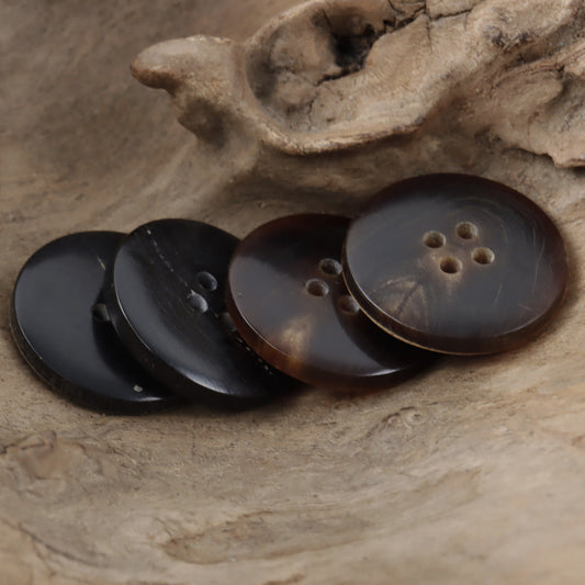 Bowl-Shaped Burnt-Edge Natural Horn Buttons for Khaki Winter Coats 10pcs
