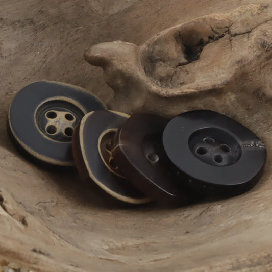 Vintage Irregular Wide-Edged Natural Real Horn Buttons,10PCS