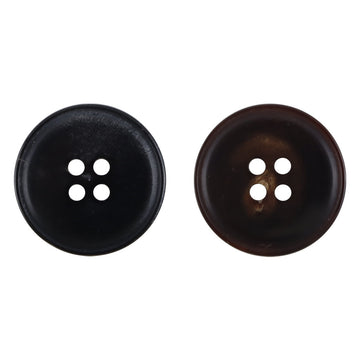 4-hole horn-look buttons, black & coffee brown, 4-hole, 10 pcs