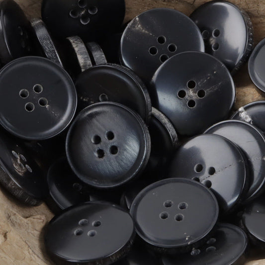 4-Hole Black Brown Natural Horn Buttons for Winter Coats 10pcs Black