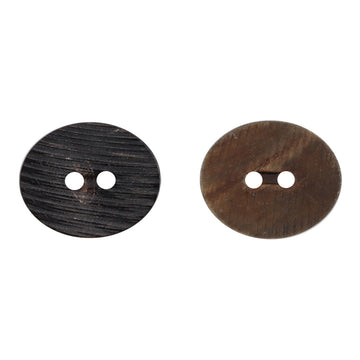 Burned black horn buttons set (10 pcs) with bevel-cut textured surface, round view
