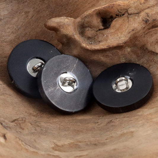 American Retro Twill Natural Real Horn Black Buttons 10pcs