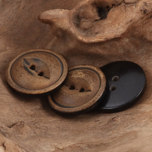 Retro Burnt Yellowish Natural Fish-Eye Horn Buttons 10pcs