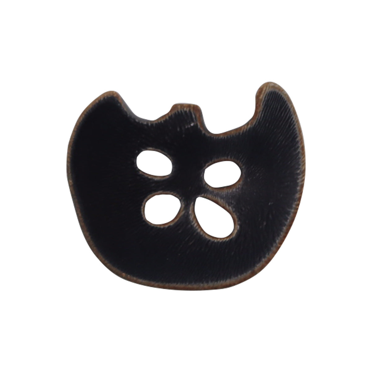 Retro apple cow horn button, 4-hole, dark brown-black