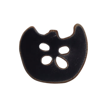 Retro apple cow horn button, 4-hole, dark brown-black