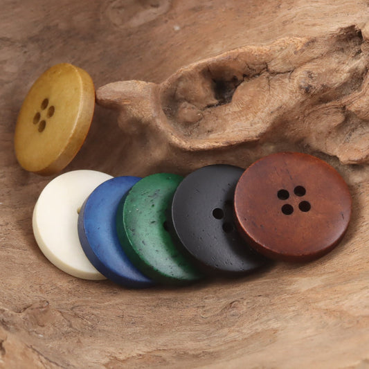 Vintage Round 4-Hole Natural Bone Buttons,10pcs
