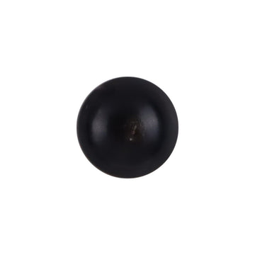 Black mushroom-head horn button, glossy round with center shank, 1 pc