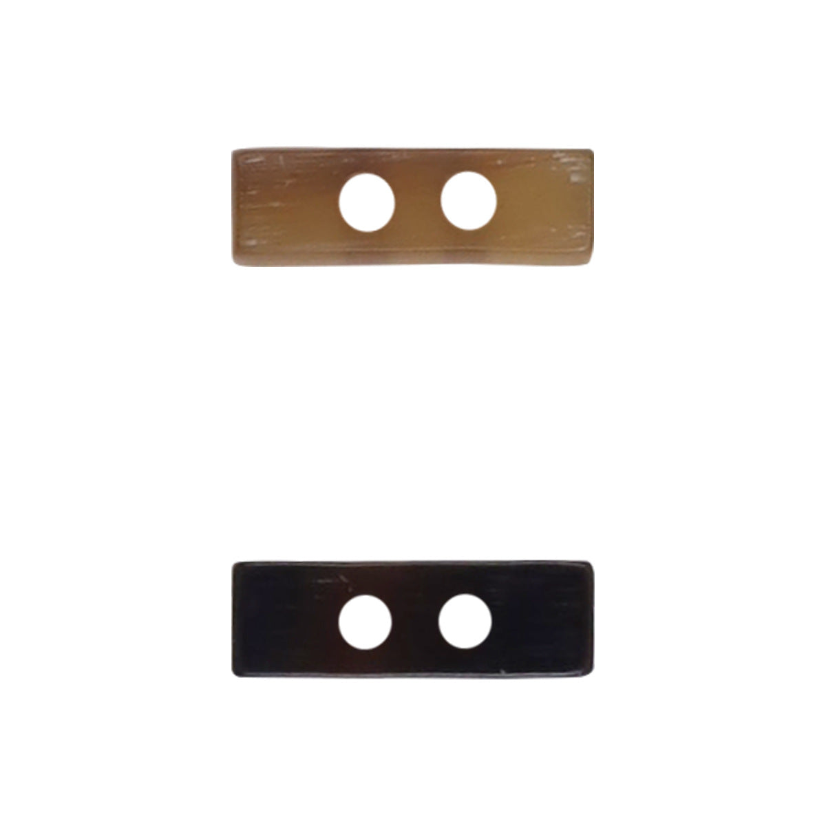 Lange Horn-Toggle-Knöpfe, helles Kaffee, rechteckig, zwei Löcher
