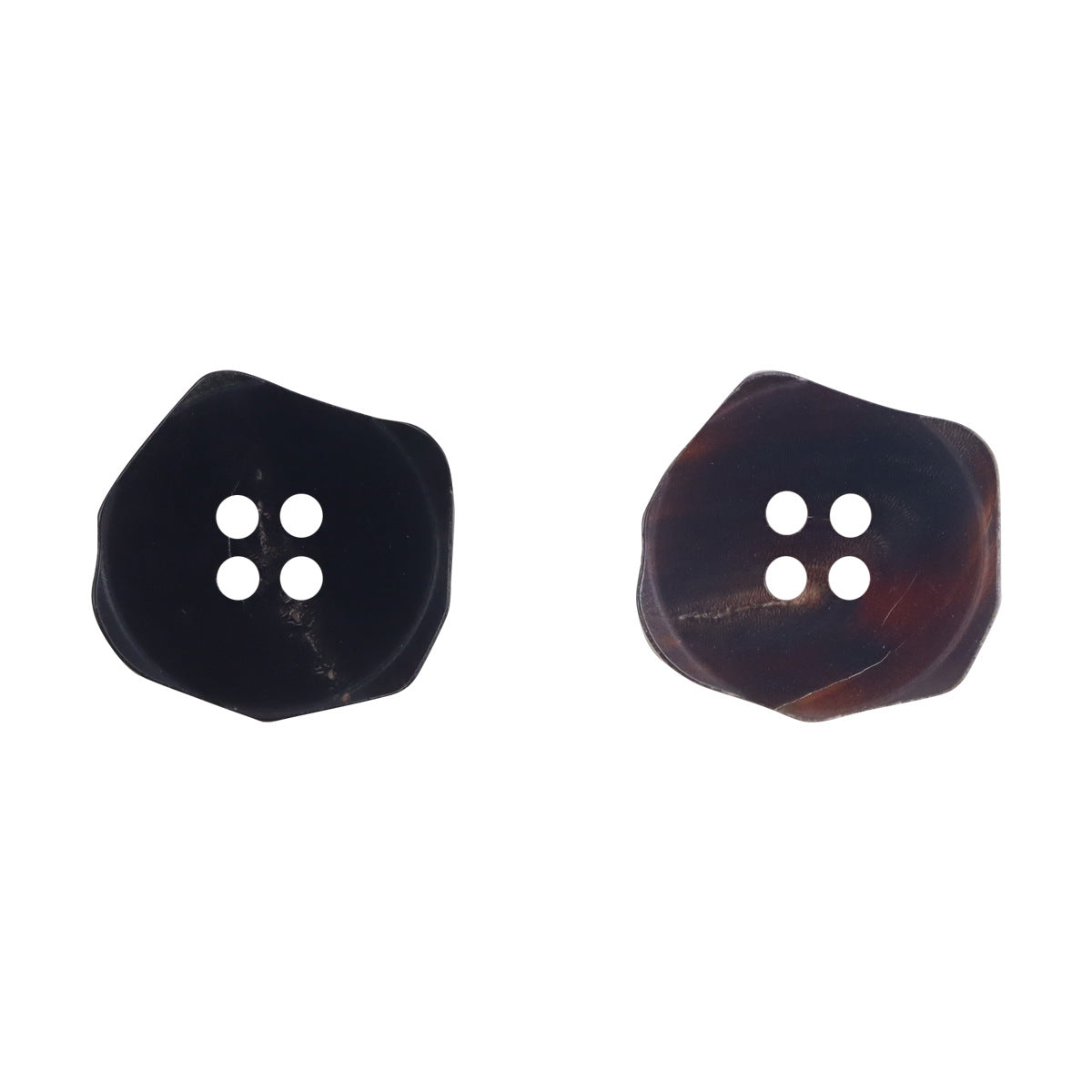 Exotic horn buttons, black and coffee, four-hole shaped design