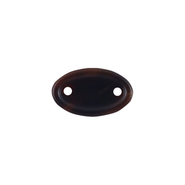 Long oval natural ox horn button with two holes, dark brown