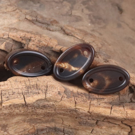 Long Oval Two-Hole Natural Real Ox Horn Buttons for Clothing Labels 10pcs
