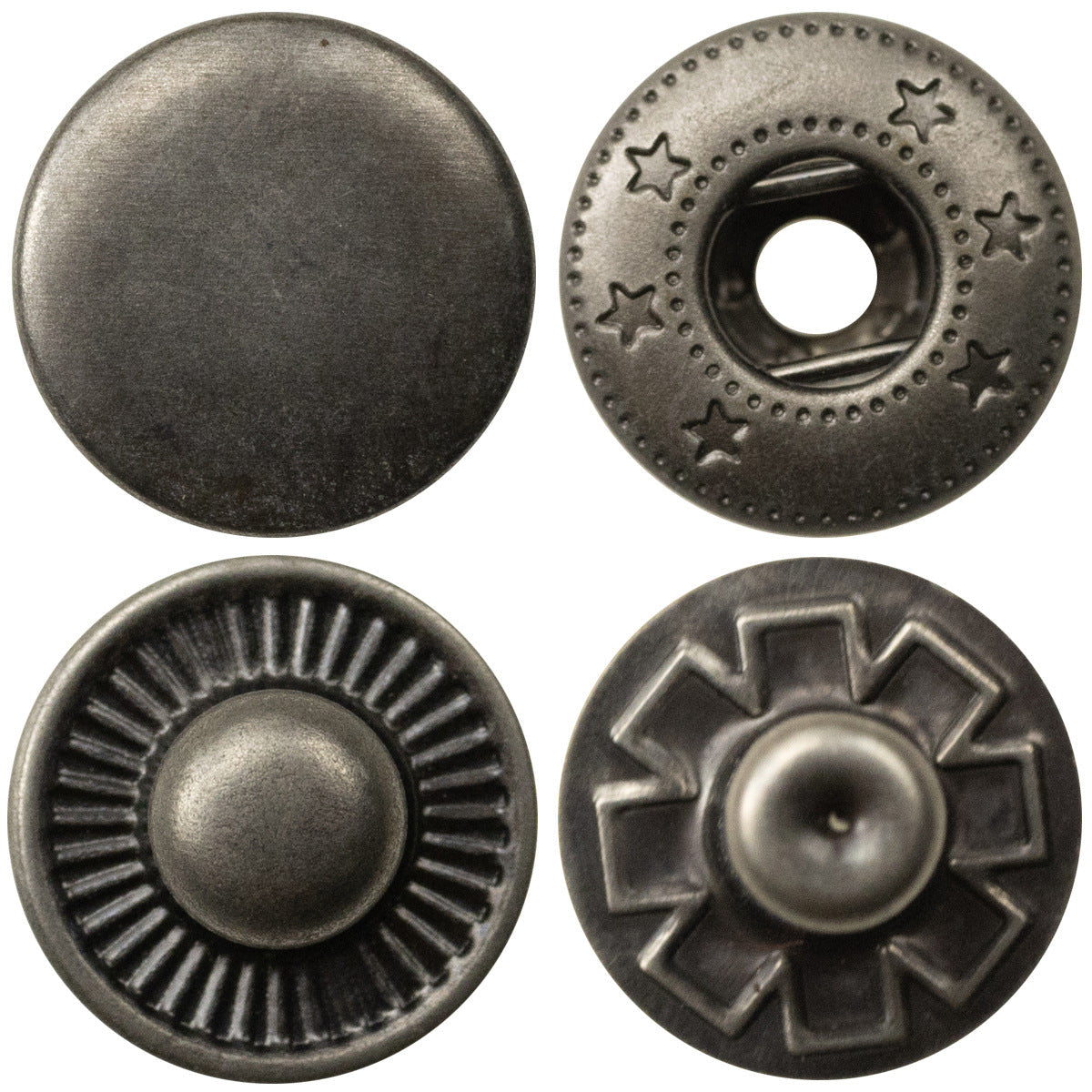 15mm Snap-Jackenknöpfe, antik silber, runde Metallknöpfe (glatt), 20 Stück