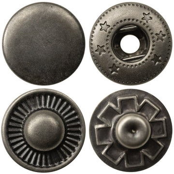 15mm Snap-Jackenknöpfe, antik silber, runde Metallknöpfe (glatt), 20 Stück