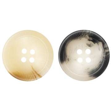 15–25 mm dark gray resin coat button, bowl-shaped with four holes