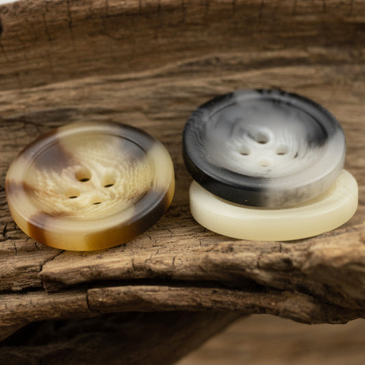 15-25mm Beveled Bowl-Shaped Dark Gray Resin Coat Buttons 30pcs