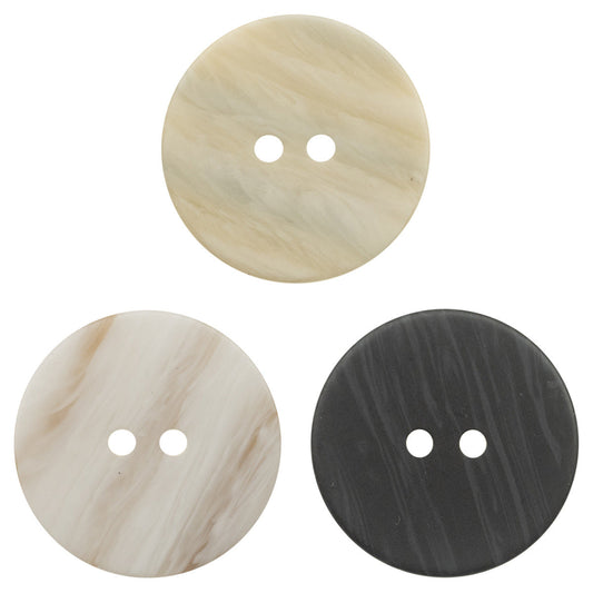 Flat 2 Hole Wood Grain Off-White Resin Buttons for Outerwear - 20pcs