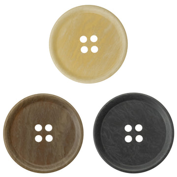Resin buttons, beveled woodgrain, yellow/khaki/black, 4-hole, 15-30mm