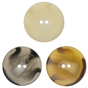 Bowl-shaped resin two-hole coat buttons: beige, black, khaki