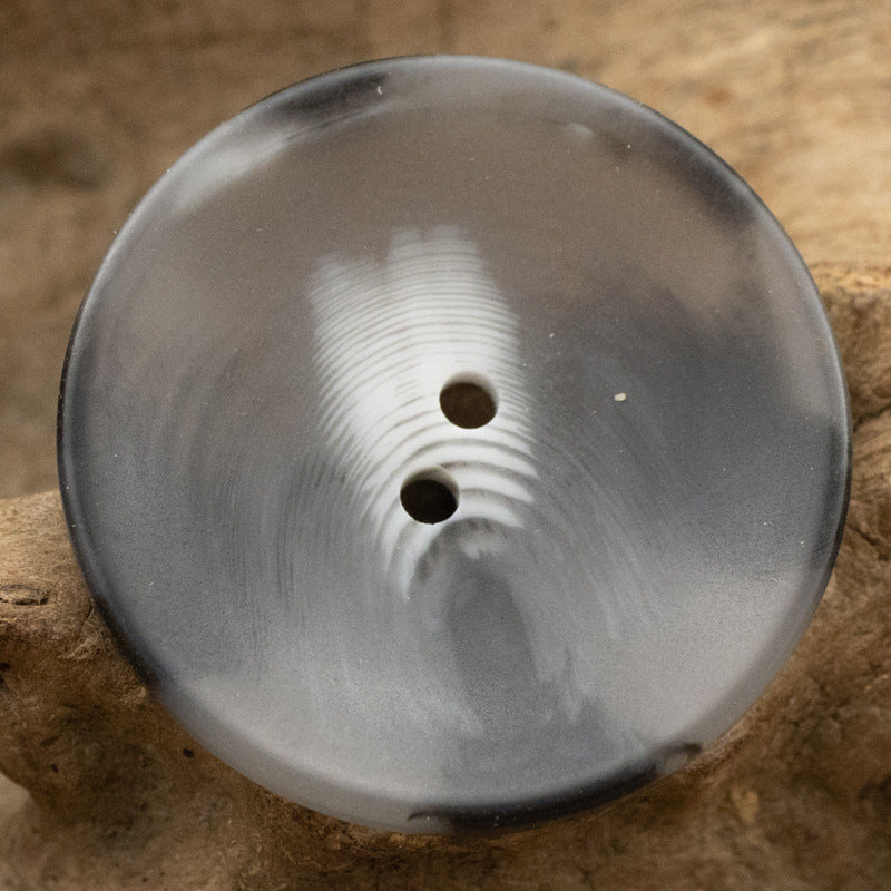 Dark gray/black two-hole bowl-shaped resin coat button