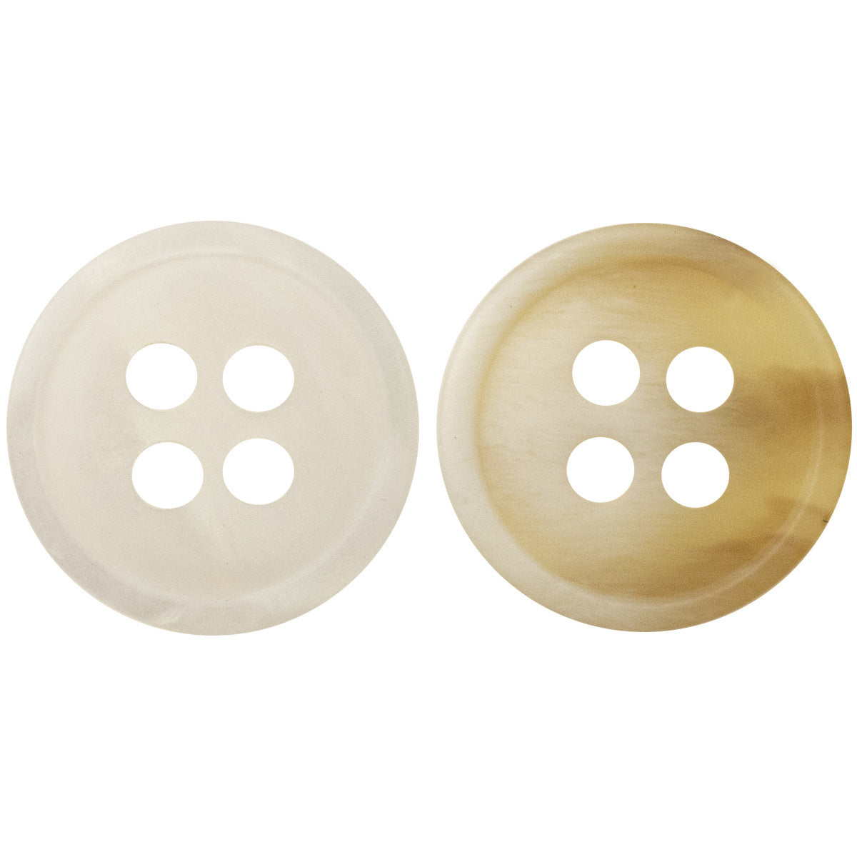 Resin buttons 11.5mm, white & khaki woodgrain look, 4-hole