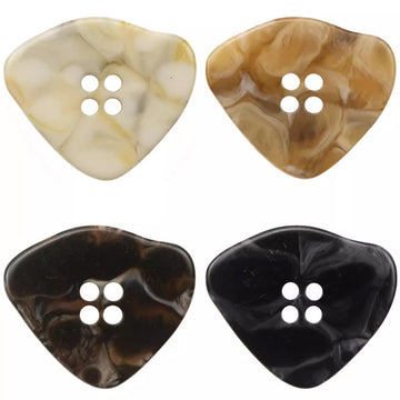 Set of large irregular resin buttons, marble-look beige, amber, coffee, and black (10 pcs).