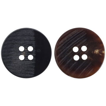 Natural real horn flat diagonal-cut button set, black and coffee, 4-hole style