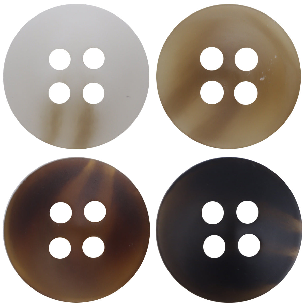12,5 mm flache 4-Loch Kunstharzknöpfe in Kaffee- und Dunkelbraun-Farbtönen, Set