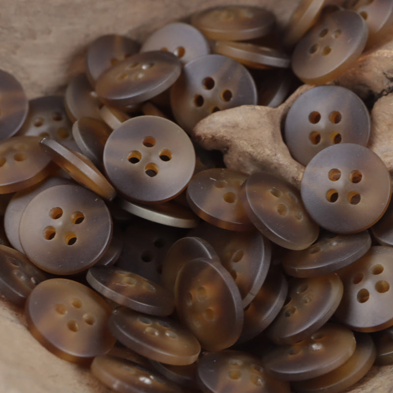12,5 mm flache 4-Loch Kunstharzknöpfe, grau-braune und helle Mixfarben, Set