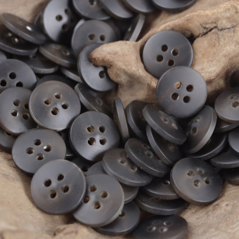 12,5 mm flache 4-Loch Kunstharzknöpfe, dunkelgraue Farbtöne, 80er Pack