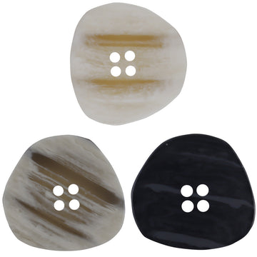 Unregelmäßige Resin-Knöpfe mit Holzmaserung, 4 Löcher, hell-grau & dunkel im Set-Look