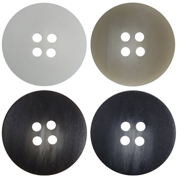 Resin buttons with whitewashed center gradient, round 4-hole set of four colors