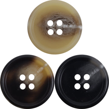 Resin buttons set, 4-hole, 15–25mm, mixed khaki, coffee, and black