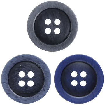 4-hole resin buttons, gray-blue imitation wood grain, set of 3 colors