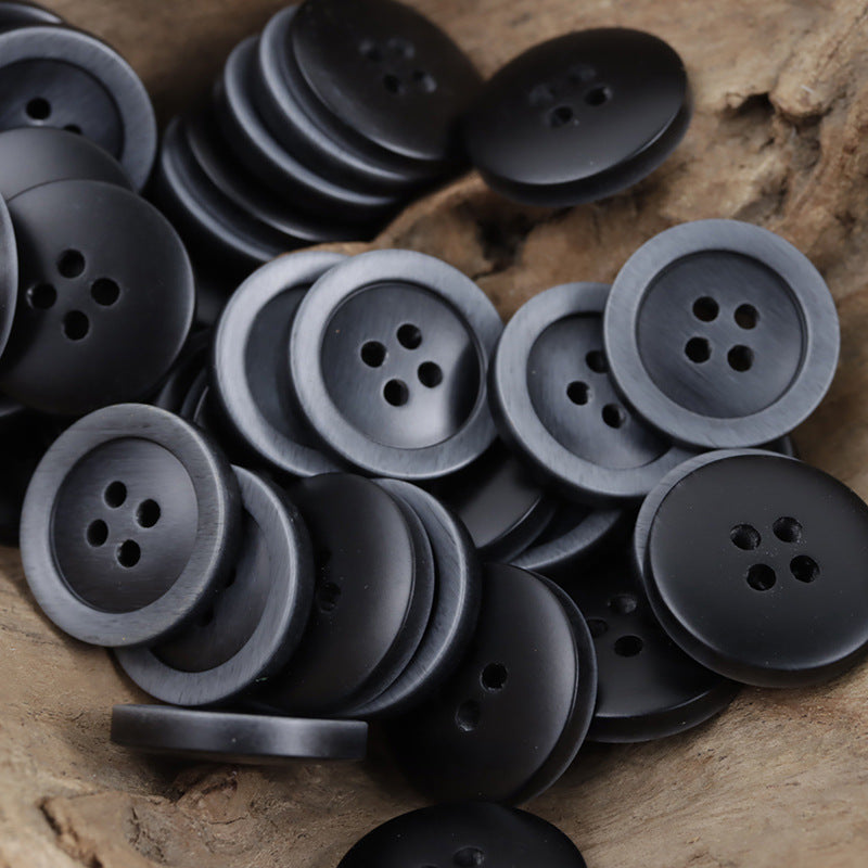 20pcs resin buttons assortment, matte black and gray-blue, each with 4 holes