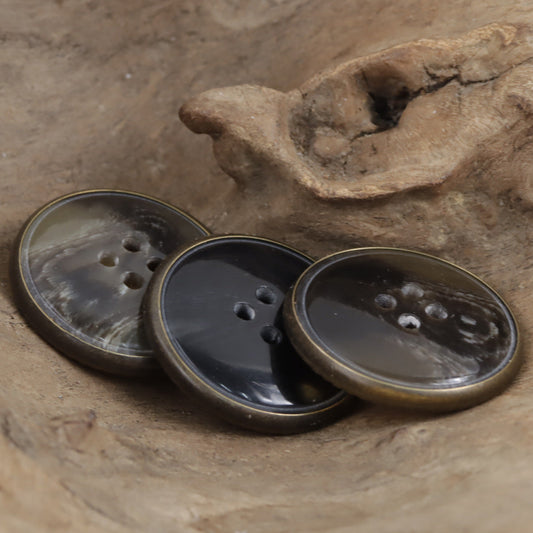 Edge-locked Resin Buttons Horn Pattern for Vintage Black Coat 20pcs