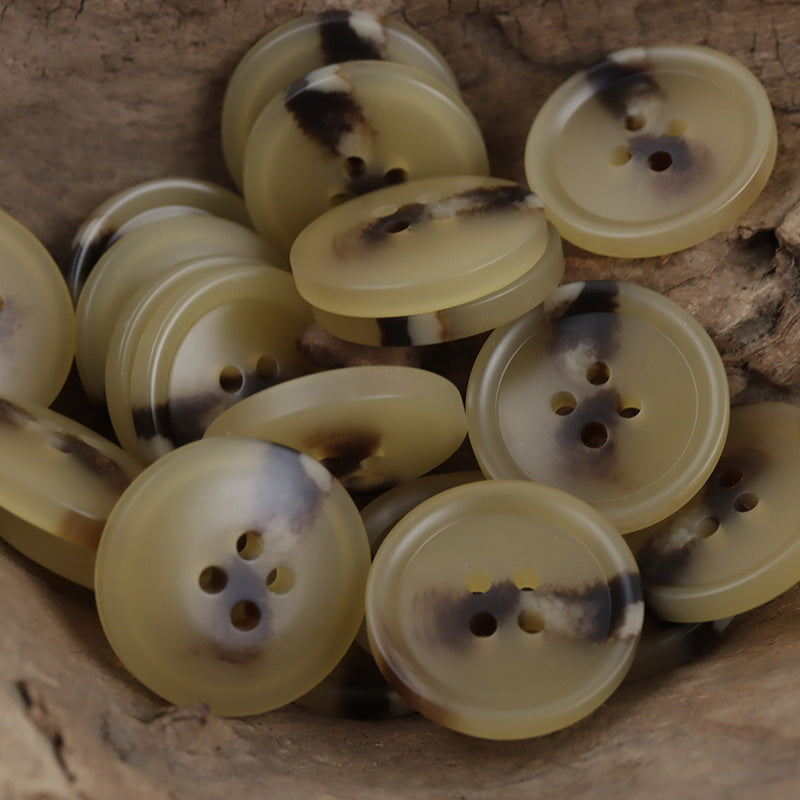 15-25mm round resin buttons, beige mottled, 4-hole style, assorted pack
