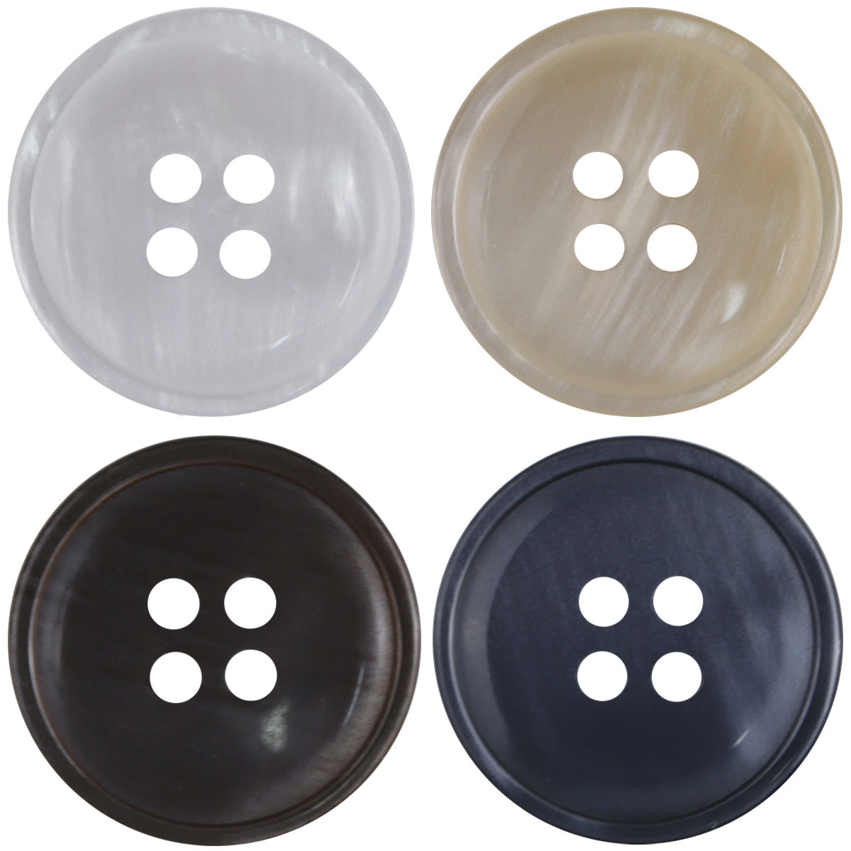 Runde Misty Resin-Knöpfe mit vier Löchern, 11.5–30 mm, mehrfarbig (4 Farben)