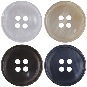 Runde Misty Resin-Knöpfe mit vier Löchern, 11.5–30 mm, mehrfarbig (4 Farben)