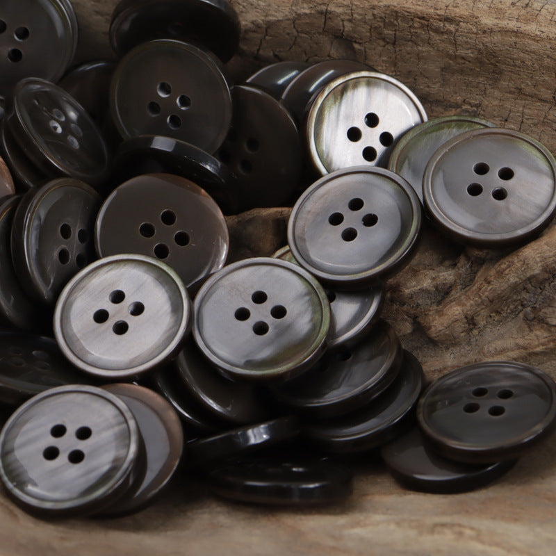 Schwarzgraue Misty Resin-Knöpfe, rund, vier Löcher, 11.5–30 mm, gemischt