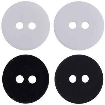 Round resin buttons, black and white, two-hole design