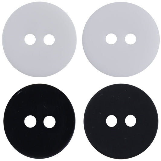 Simple Two-Hole Round Black and White Resin Buttons 40 Pack