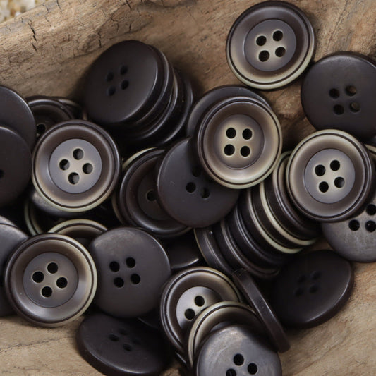 Round Four-Hole Red-Orange and Meadow Gray Resin Buttons 40 Pack