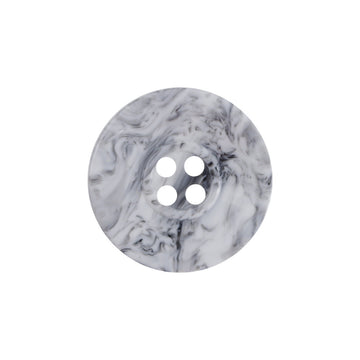 Resin button, white with gray splashed ink pattern, four-hole design, 15–30mm