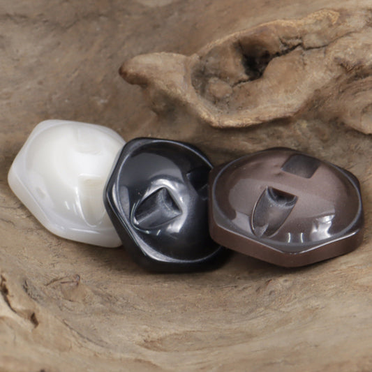 15mm-30mm White Brown Black Hexagonal Resin Buttons 30 Pack