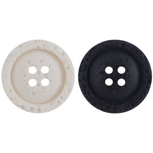 Textured Black White Polyester Resin Buttons for Sweatshirts 30pcs