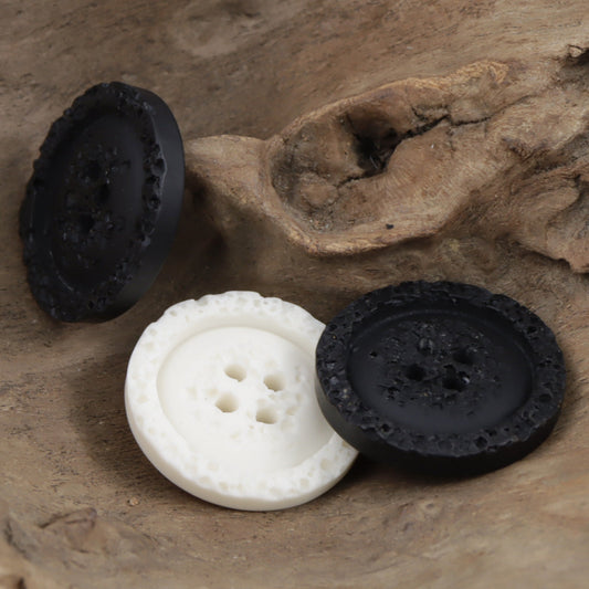 Textured Black White Polyester Resin Buttons for Sweatshirts 30pcs
