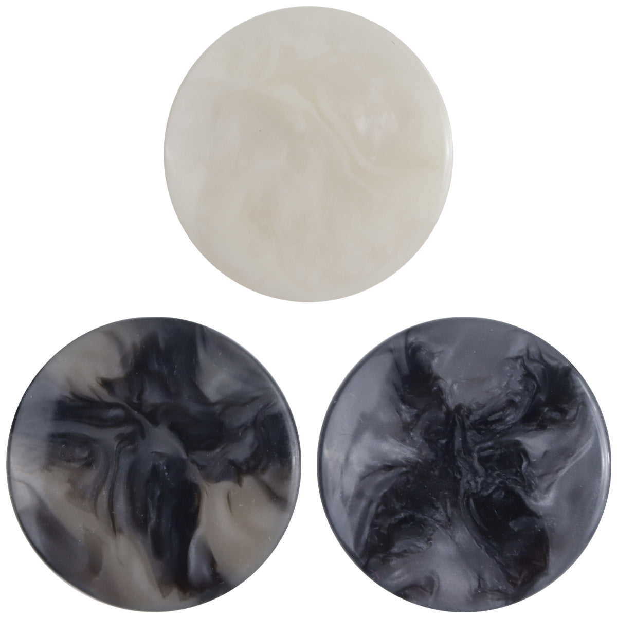 Marble-pattern shank resin buttons, off-white round coat buttons (10 pcs)