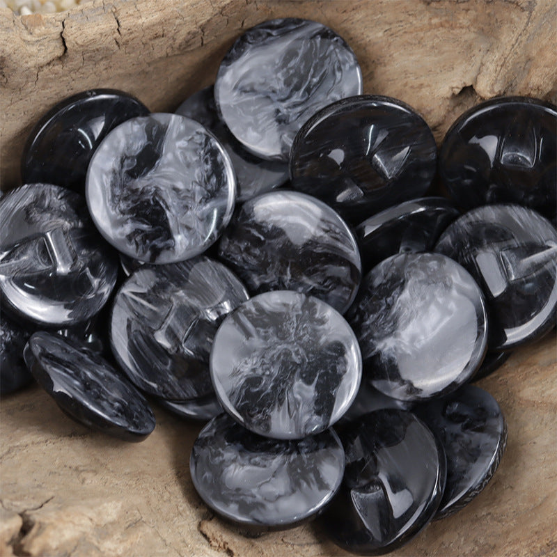 Mixed dark marble swirl resin shank buttons, round coat buttons (assorted)