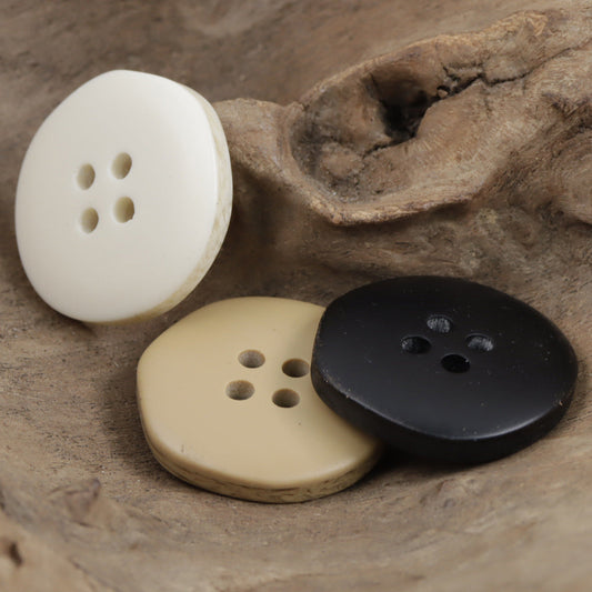 White, Black and Khaki Polygonal Wood Grain Resin Buttons 30 Pack