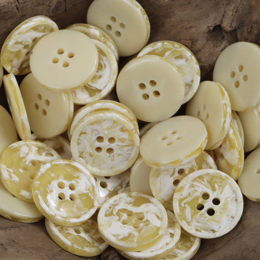 Round Four-Hole Black White and Gray Ink Wash Resin Buttons 30 Pack Yellow